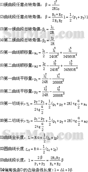 高速公路的緩和曲線計算公式